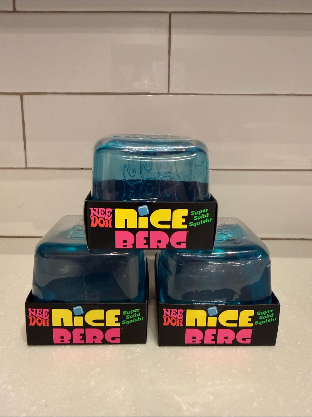 Needoh Nice Berg Blue Squish Toy - Super Solid Squish NEW in Box